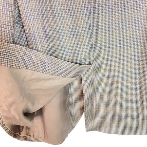 Vintage Chaps Silk Blazer 46L Gray & Tan  Plaid Women’s Oversized Mens - Picture 10 of 11